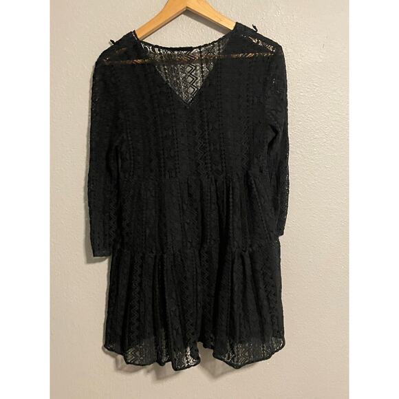 Piazza Del Tempio Womens Tunic Small Black Floral Lace Tiered Witch Whimsigoth - Picture 4 of 7